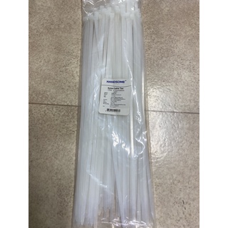 [แกะขาย10เส้น 14"] cable tie เคเบิ้ล ไทด์ เข็มขัดรัดสาย 14" สีขาว แบ่งขาย 10เส้น ยีห้อ handsome