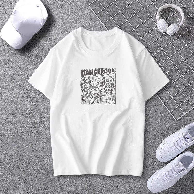เสื้อทีเชิร์ตเสื้อยืดคอกลมแฟชั่นSportขาว-ดำ พร้อมส่ง T-574