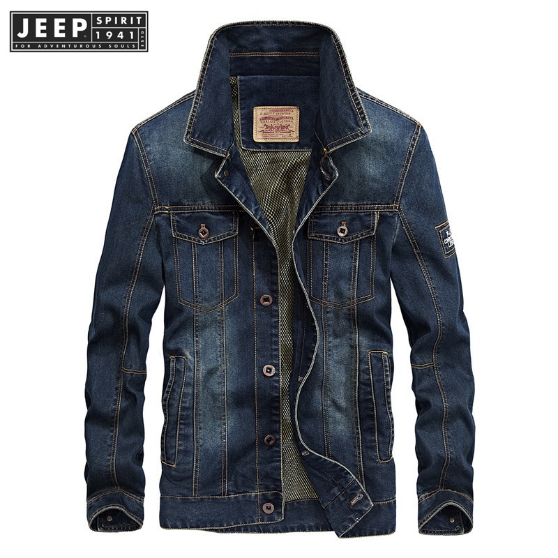 JEEP SPIRIT 1941 ESTD เสื้อแจ็กเก็ตคาวบอยลําลอง แฟชั่นสําหรับผู้ชาย