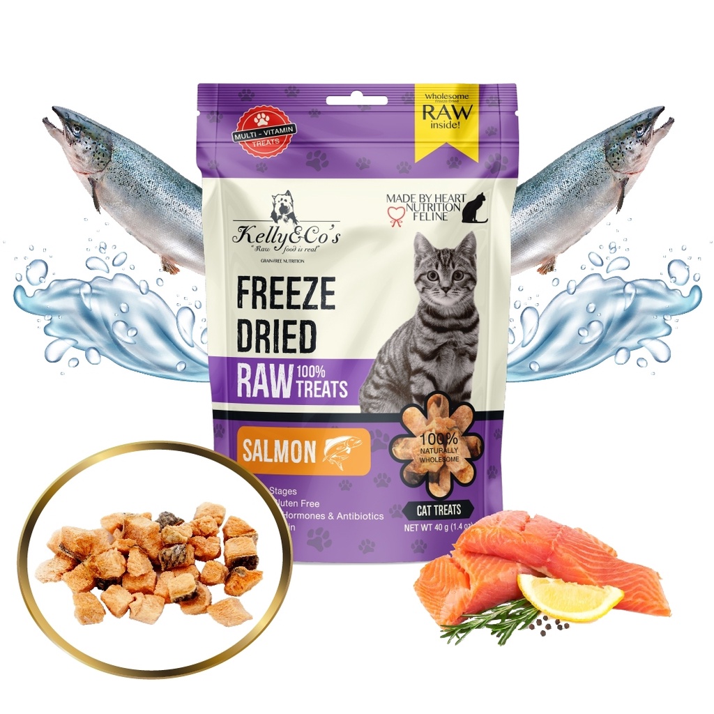 เคลลี่แอนด์โค ขนมแมว ซิงเกิ้ลทรีทส์ ขฟรีซดราย ปลาแซลมอน  (Freez-dried Salmon) 40g.