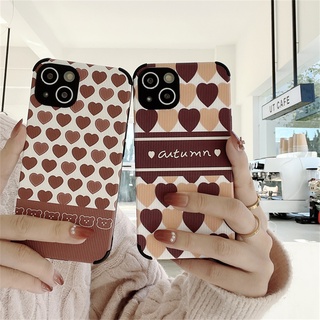 เคสโทรศัพท์มือถือหนังแกะ รอบด้าน ลายหัวใจ สําหรับ for iPhone 13 12 11 Pro XS Max Mini XR X 6 S 7 8 Plus SE