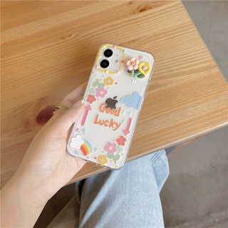 พร้อมส่งในไทย💘 เคสโทรศัพท์ เคสงานปั้น เคสใส ดอกไม้ปั้นluck TPU-236