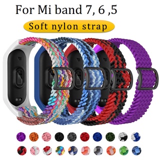 หลากสี การทอผ้า สาย mi band 7 Braided Nylon สายนาฬิกา mi band 7 6 5 Nylon mi band 7 strap Adjustable Replacement mi band 6 strap