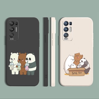 เคสโทรศัพท์มือถือ ซิลิโคนนิ่ม ขอบตรง ลายหมีชานมเปลือย สําหรับ OPPO Reno6 Z 5G Reno 5 Pro 4 4G 3 Reno2 Z F