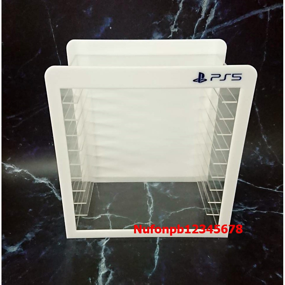 ที่วางแผ่นเกมส์ PS5 อะคริลิคสีขาว10ช่อง สำหรับจัดเก็บแผ่น เรียบร้อย สวยงาม หยิบใช้ง่าย
