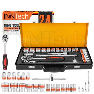 InnTech KING TOOLS ชุดเครื่องมือ ประแจ ชุดบล็อก 24 ชิ้น ขนาด 1/2" (4หุน)