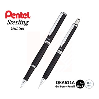 ชุดปากกาเจล+ดินสอ Pentel QKA611A ด้ามสีดำ