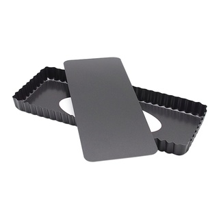 ✚♣∈Cake Pans Rectangle Fluted Pie Tart Pan Mold 14 Inch Bakeware Dishes  Baking Non-Stick Quiche Tool With Removable Bot