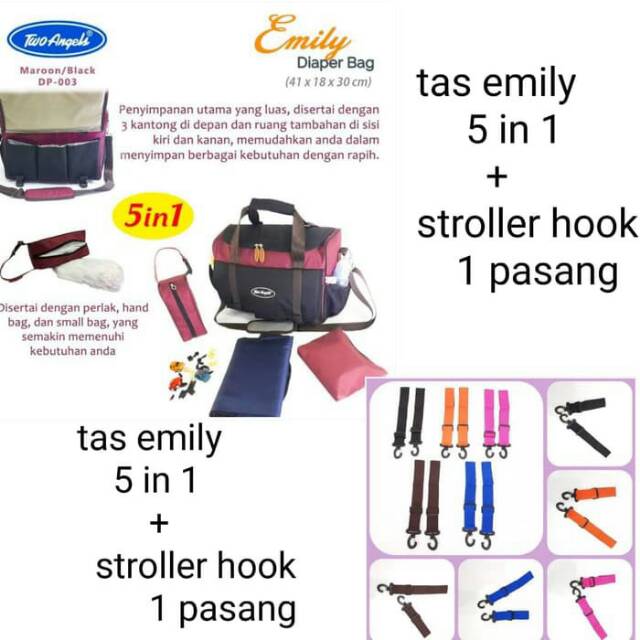EMILY 5 IN 1 BABY DIAPERS BAG ฟรีตะขอโฟม F1