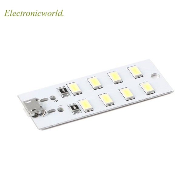 โคมไฟฉุกเฉิน 5730 smd 5V 430mA~470mA Mirco USB 5730 LED สีขาว 1 ชิ้น