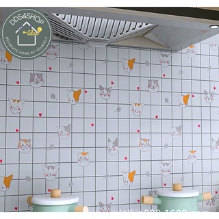 Kitchen Sticker งานพีวีซีพิมพ์ลายติดในครัว "Cute Cat"