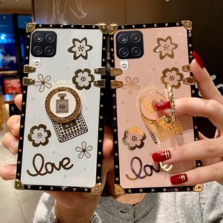 For Samsung Galaxy Note8 Note9 Note10 Plus Note20 Ultra A73 Perfume Bottle Square Phone Case With Ring Bracket