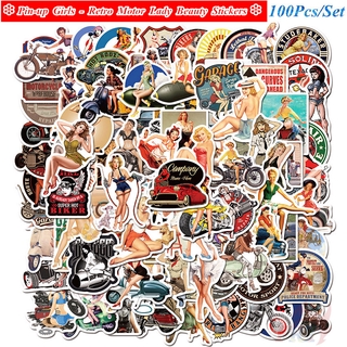 100Pcs/Set ❉ Pin-up Girls Series A Retro Motor Lady Beauty สติ๊กเกอร์ ❉ Fashion DIY Decals Doodle สติ๊กเกอร์