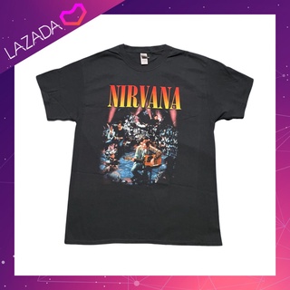 เสื้อยืดคอกลมเสื้อยืด NIRVANA UNPLUGGED PHOTO BLACK T-SHIRT ของแท้ 100% (มีสินค้าพร้อมจัดส่ง)S-4XL