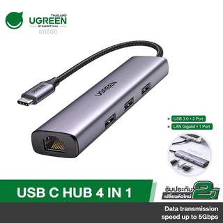 UGREEN รุ่น 60600 อุปกรณ์ USB C to Ethernet Adapter 4 in 1 Type C