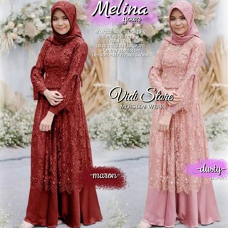 Melina GOWN GAMIS BROKLAT TILE MUTIARA ชุดเชิญพิเศษ / ผ่อนคลาย / งานแต่งงาน / คําเชิญ / ถั่วลันเตา