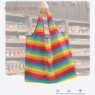 Shopping bag ถุงผ้าพับได้แบบพกพา ขนาดใหญ่ รับน้ำหนักได้เยอะ กันน้ำได้