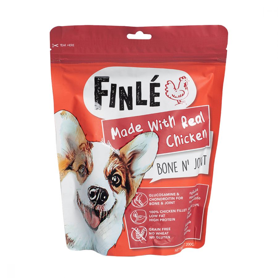 Finle ขนมสุนัข สันในไก่อบแห้ง ผสม Glucosamine &amp; Chondroitin ขนาด 200g