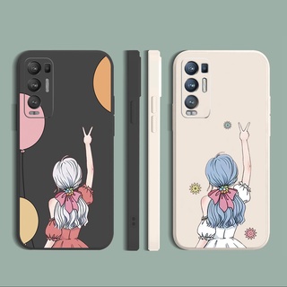 เคสซิลิโคนนิ่ม ขอบตรง ลายเด็กผู้หญิง สําหรับ OPPO Reno6 Z 5G Reno 5 Pro 4 4G 3 Reno2 Z F