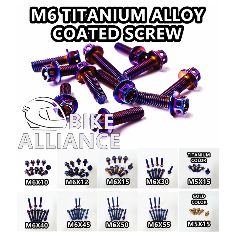 M6 TITANIUM สี SCREW M5 SCREW M6 M8 M10 M12 TITANIUM GOLD NUT Y15 RS150