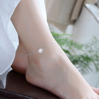 ราคาสร้อยข้อเท้า Silver Anklets Fashion Jewelry Chain Smile Face Anklet for Women Girls Friend Foot Barefoot Leg Jewelry