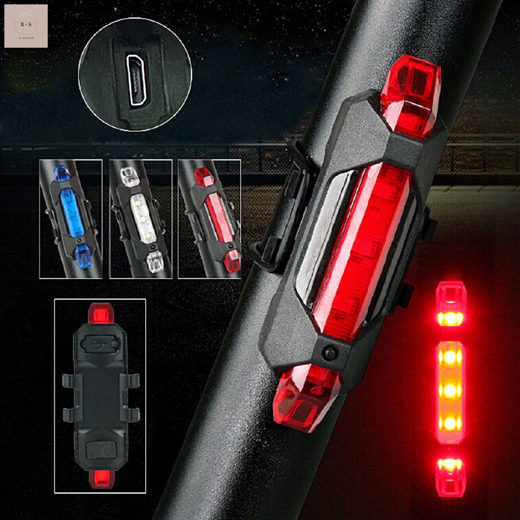 Portable USB Rechargeable Bike Bicycle Tail Rear Safety Warning Light Taillight Lamp Super