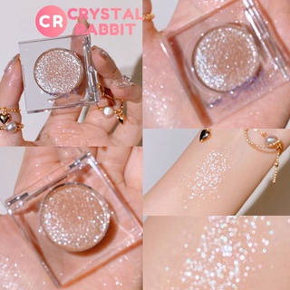 CRYSTAL RABBIT อายแชโดว์สีเดียว อายแชโดว์กลิตเตอร์ลูกปัด อายแชโดว์เนื้อละเอียด กันน้ำ ติดทนนาน พาเลทอายแชโดว์แต่งตา