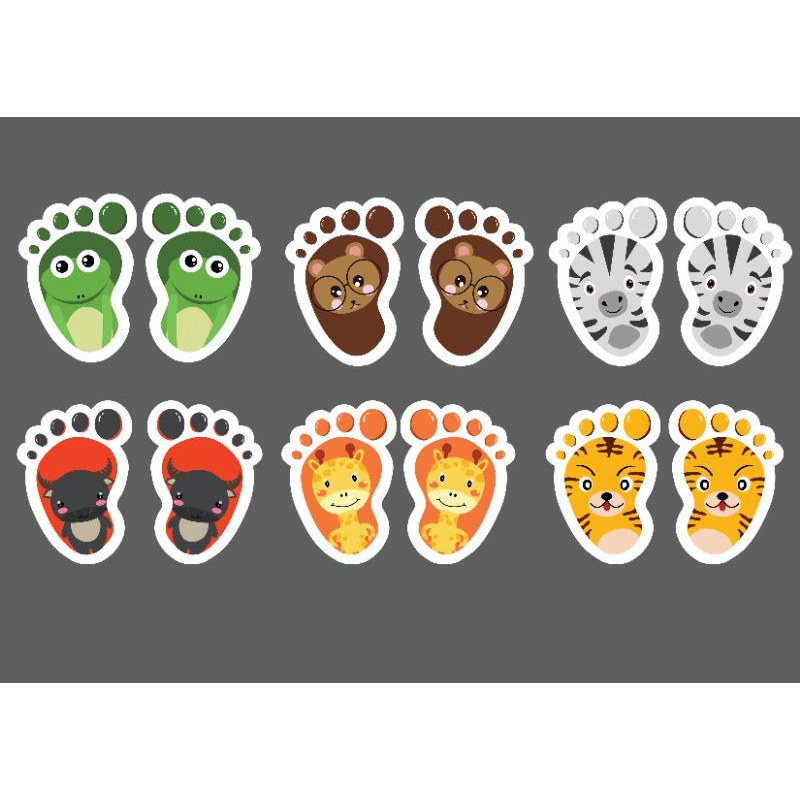 สติ๊กเกอร์ติดพื้น รูปเท้า ลายสัตว์น่ารัก สติ๊กเกอร์covid19