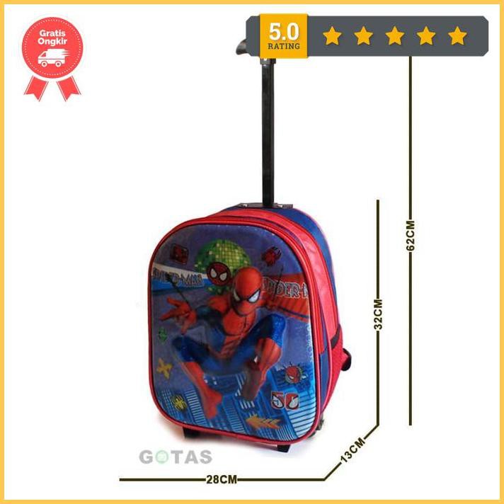 MERAH Spiderman 7D 2K สีดําสีแดงรถเข็นกระเป๋าสําหรับเด็กอนุบาล Pg Ready789