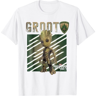 Guardians Vol. เสื้อยืดลําลอง ผ้าฝ้าย พิมพ์ลายกราฟฟิค 2 Groot Shield แฟชั่นสําหรับผู้ชายS-5XL