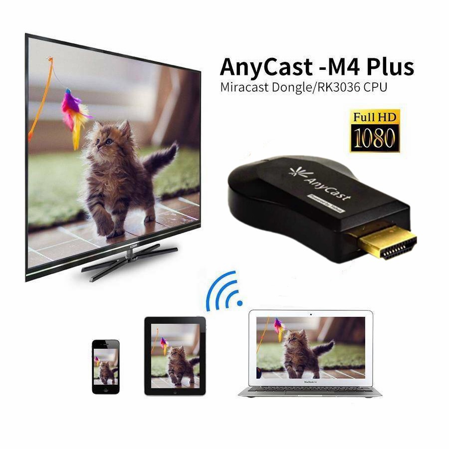 Anycast M4 Plus HDMI WIFI Display ไม่ต้องลงแอพ ต่อมือถือไปทีวี รองรับ iOS 11 ไม่มี Wifi ใช้ได้