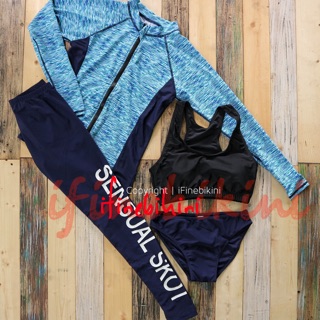 [พร้อมส่ง] ชุดว่ายน้ำ bikini swimsuit ชุดว่ายน้ำแขนยาว ชุดว่ายน้ำขายาว