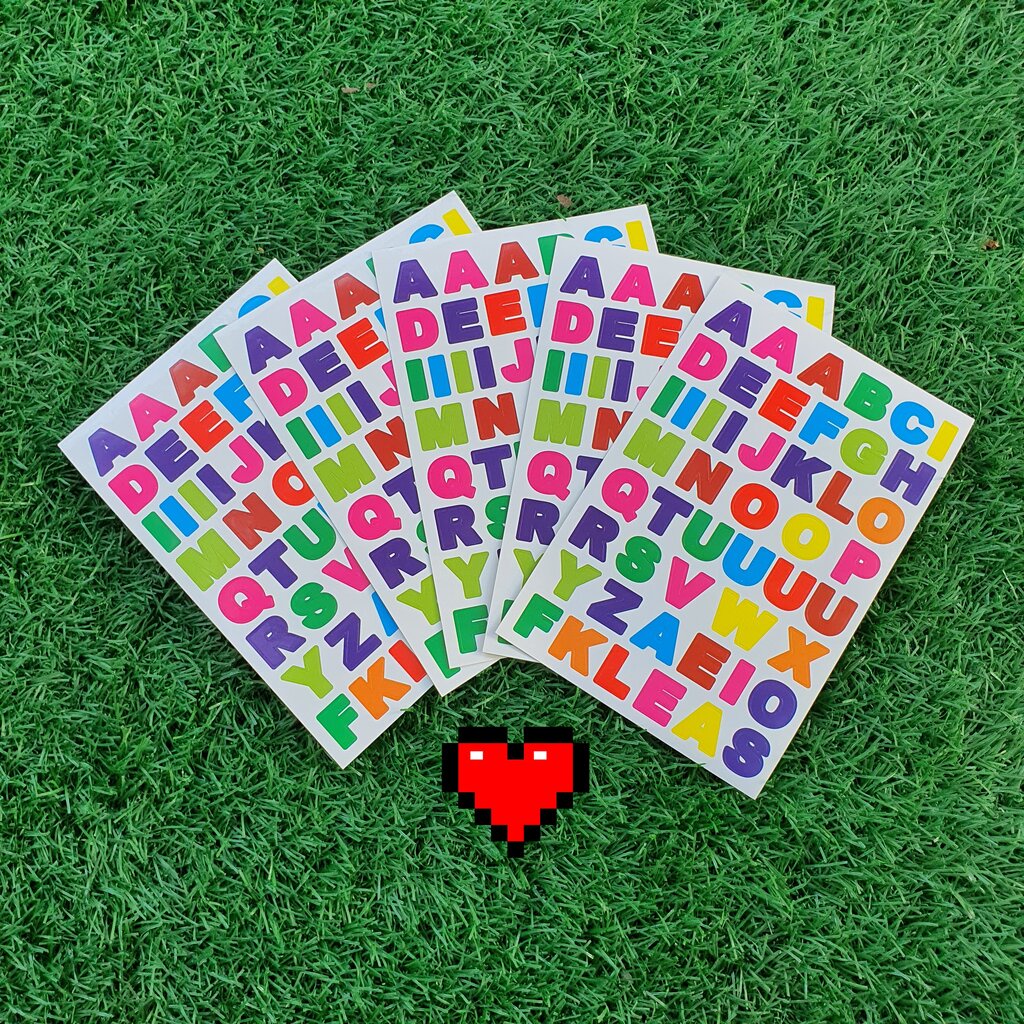 สติ๊กเกอร์ ABC ภาษาอังกฤษ A-Z (แพ็ค 10 แผ่น) ตัวอักษร สีสันสดใส หลากสี ติดไดอารี่ scrapbook Alphabet sticker