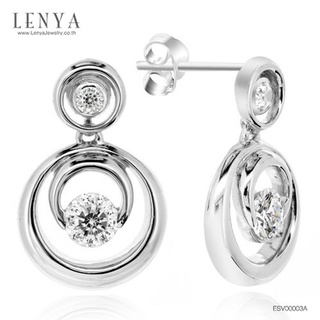 Lenya Jewelry ต่างหูเพชร DiamondLike รูปทรงกลม เหมาะสวมใส่ได้เรื่อยๆ ไม่มีเบื่อ บนตัวเรือนเงินแท้925 ชุบทองคำขาว