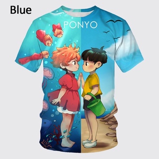 【พร้อมส่ง】เสื้อยืดคอกลม แขนสั้น พิมพ์ลายอนิเมะ Ponyo On The Cliff 3D สไตล์ญี่ปุ่น สําหรับเด็ก