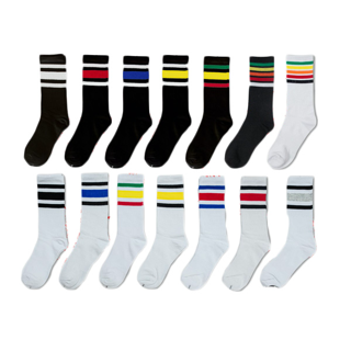 ถุงเท้าโอสคูล "ข้อยาวยาง 2,3,5 แถบ" ขนาด Free Size Old School Socks_C1-4