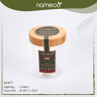 Nameco รุ่น NC877 Eco Friendly กระปุกฝาไม้ (ฝาครอบ) รักษ์โลก พลาสติกย่อยสลายได้ เป็นมิตรต่อสิ่งแวดล้อม 1404665