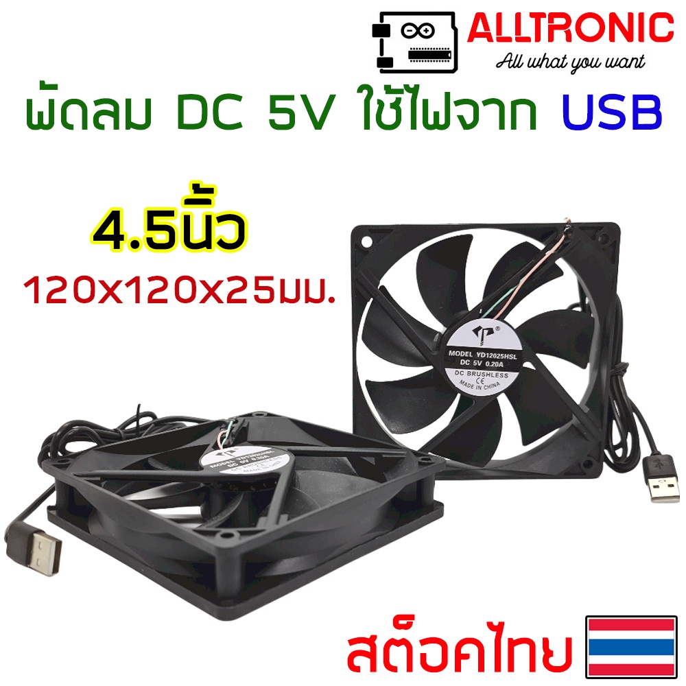 พัดลมระบายความร้อน DC 5V ขนาด 40x40 50x50 60x60 90x90 120x120 สาย USB 1.5 2 2.5 3.5 4.5 นิ้ว USB Fan พัดลม