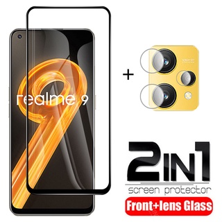 2 in 1 ฟิล์มกระจกนิรภัยกันรอยหน้าจอ ป้องกันเลนส์กล้อง สําหรับ Realme 9 Narzo 50A Prime 9 C31 C35 4G