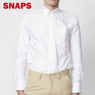 SNAPS Oxford Slimfit Long-Sleeve White Shirt (เสื้อเชิ๊ตสีขาว ผ้าอ๊อกฟอร์ดแขนยาว)