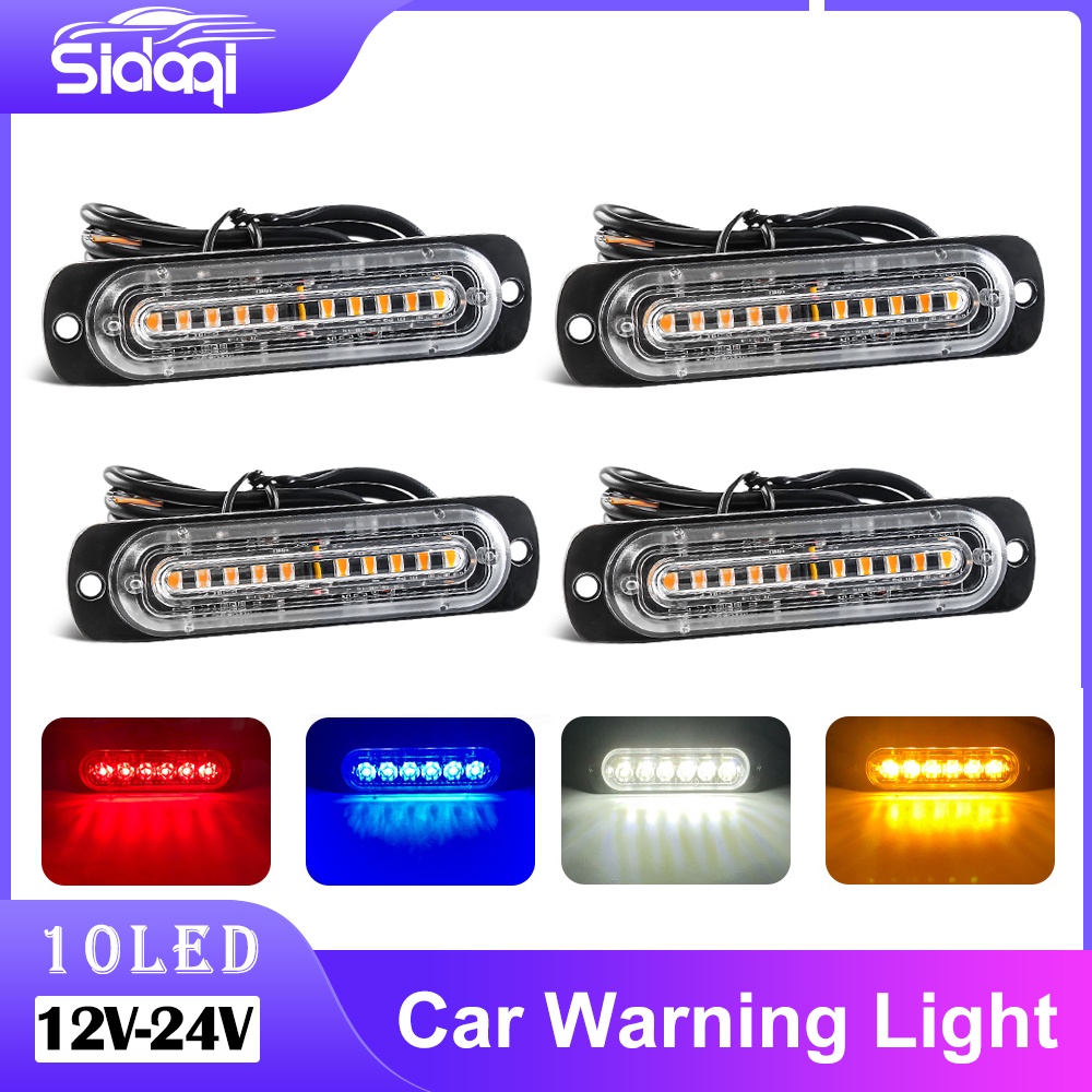 1 ชิ ้ น Ultra Thin 10 ชิปรถ LED Strobe ไฟฉุกเฉินไฟเตือนอัตโนมัติกระพริบสําหรับ SUV รถบรรทุกรถจักรยานยนต ์ 12-24V Light Bar