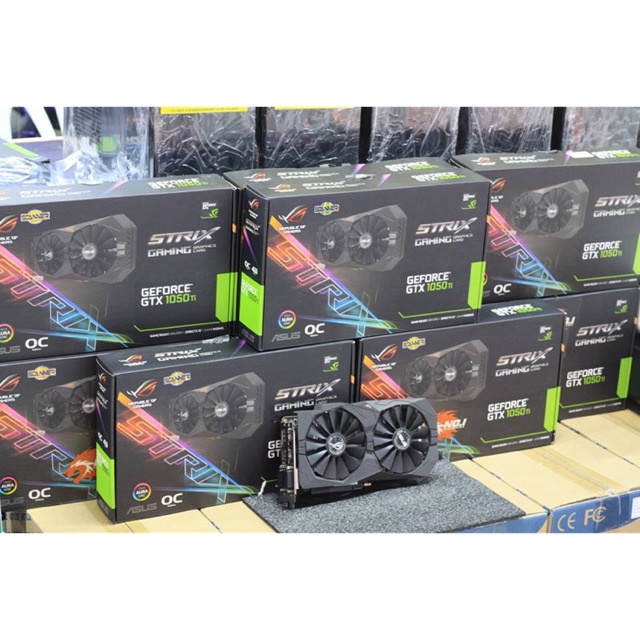 การ์ดจอมือสอง Gtx1050ti 4GB oc  2พัดลม Strix ต่อไฟ 6pin