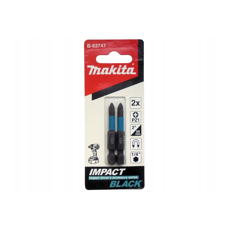 MAKITA B-63747 : ชุดดอกไขควง 1/4 นิ้ว Impact Black PZ1 จำนวน 2 ชิ้น