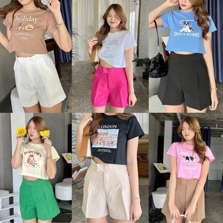 BEMYCHIC Jennie Basic shortsกางเกงขาสั้นปลายปล่อย ผ้าทิ้งตัวดีมาก แต่งตะขอคาด