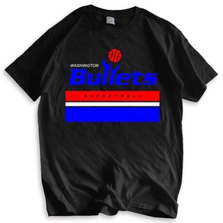 [S-5XL]เสื้อยืด ผ้าฝ้าย พิมพ์ลายโลโก้ Washington Bullets สไตล์เรโทร สําหรับผู้ชาย