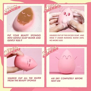 PINKFLASH ฟองน้ำแต่งหน้า รูปทรงหยดน้ำ สีชมพู