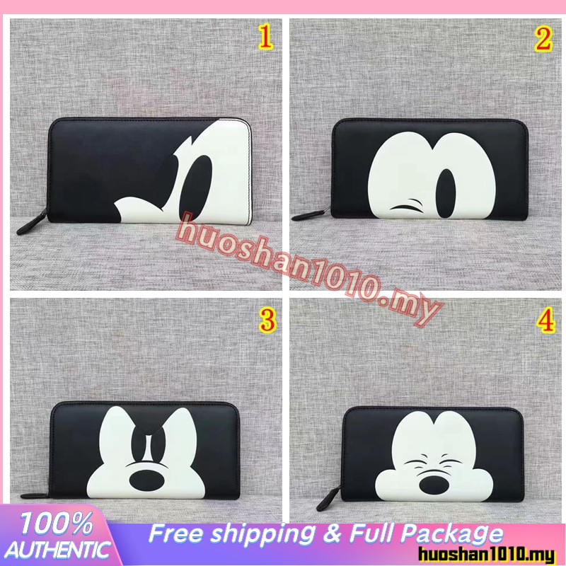 Outlet ส่วนลด🌈 Coach x Disney 54000 Mickey Mouse กระเป๋าสตางค์/กระเป๋าสตางค์แบบซิป กระเป๋าสตางค์หนังแบบยาว 4 สำนวน