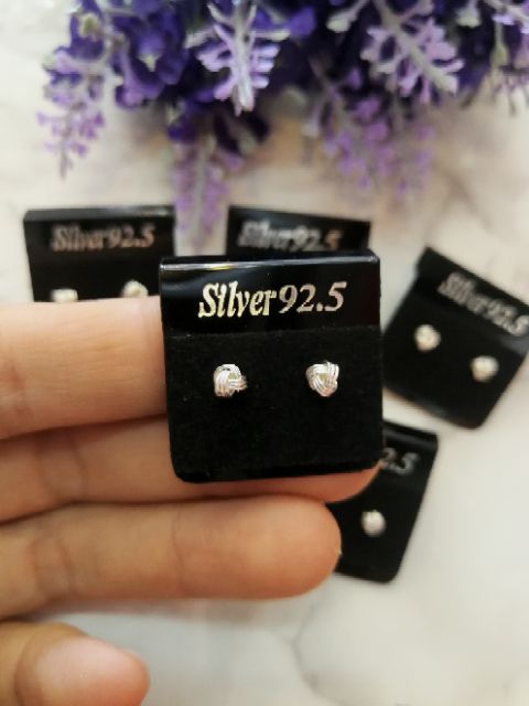 ต่างหูเงินแท้ 92.5% แบบตัวหมุดติดหู ลายตะกร้อ 4mm./ 5mm./ 6mm. สวยมาก - รูปที่ 4