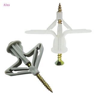 Kiss 50 ชิ้น ผ้าม่านยิปซั่ม บอร์ด Drywall Anchors ชุดท่อขยายผีเสื้อ