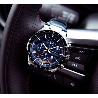 Win Watch Shop Casio Edifice รุ่น EQS920BL2AV นาฬิกาผู้ชายสายหนัง ใช้พลังงานแสงอาทิตย์ หน้าปัดน้ำเงิน